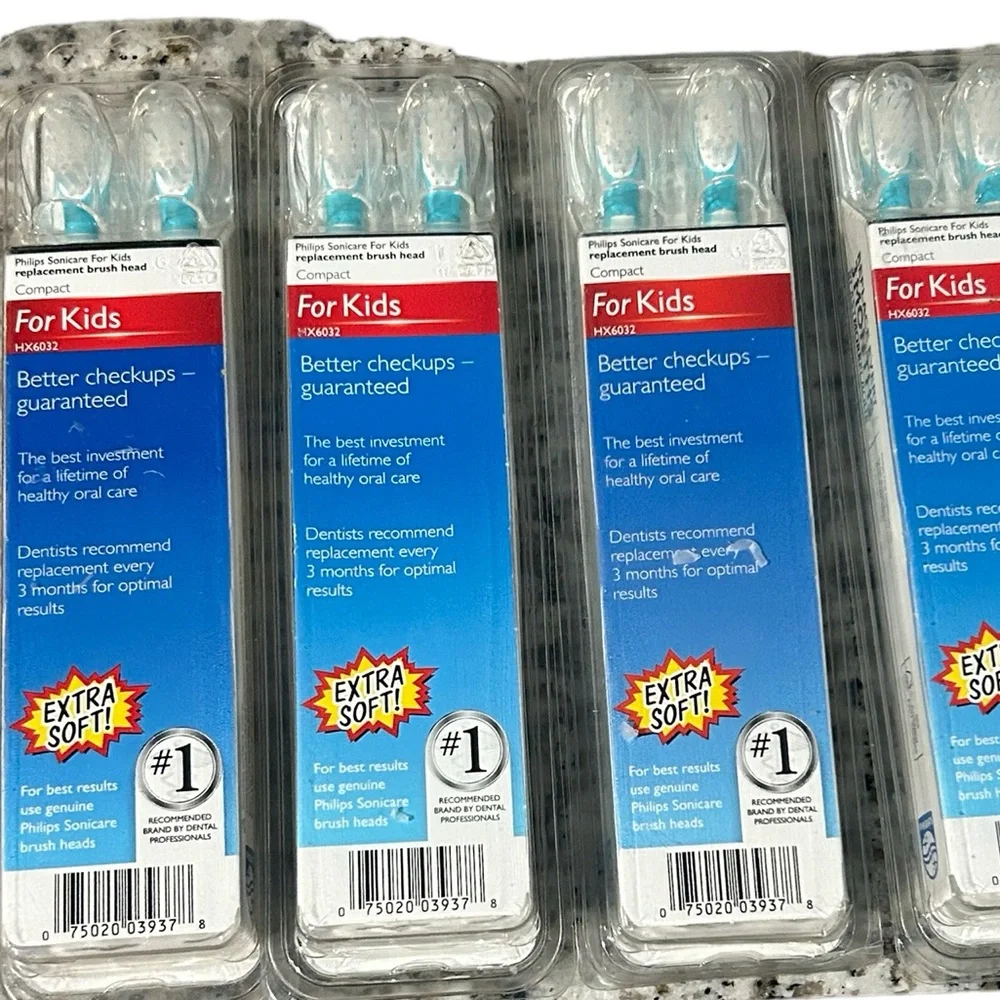 New (4 Packages) Philips Sonicare Kids Toothbrush Refill Heads Extra Soft